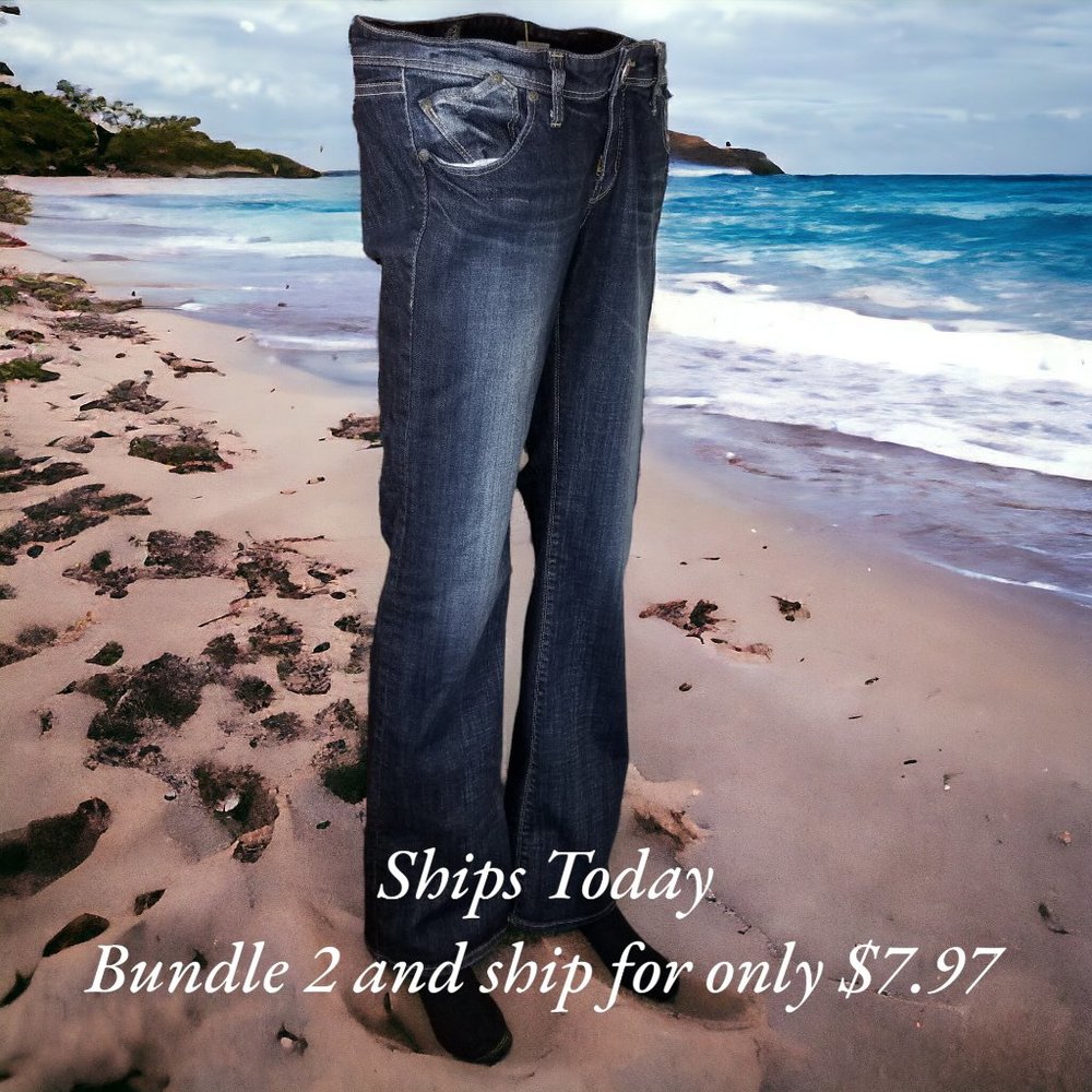 Buckaroo Women's Size 34X33 98% Cotton Blue Denim Slim Jeans 10939